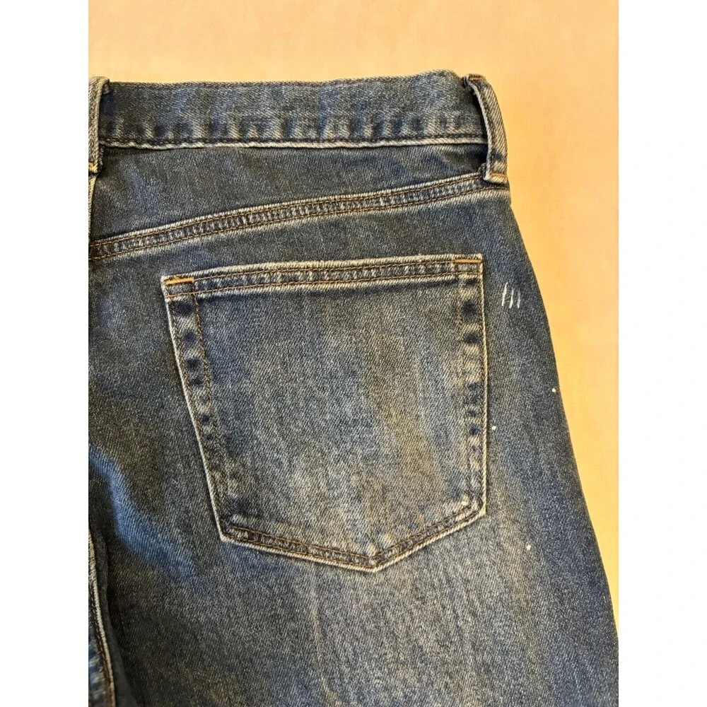 Uniqlo Jeans Mens 33x30 Kaihara Slim Straight Blue Denim Pants Medium Wash - Picture 5 of 13